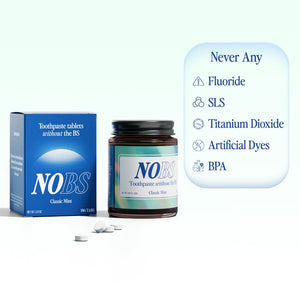 Suplement NOBS (No Bad Stuff) Toothpaste Tablets - Nano Hydroxyapatite, Fluoride & Plastic Free, Eco & Travel Friendly - Remineralize with NHA (3 Month) - VelvetGlow USA