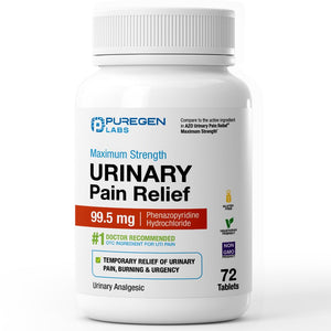 Puregen Labs Urinary Pain Relief | Phenazopyridine HCl 99.5mg Tablets | Maximum Strength OTC for Fast Relief of UTI Pain, Burning and Bladder discomfort – 72 Count Tablets P Puregen Labs buy supplements Au
