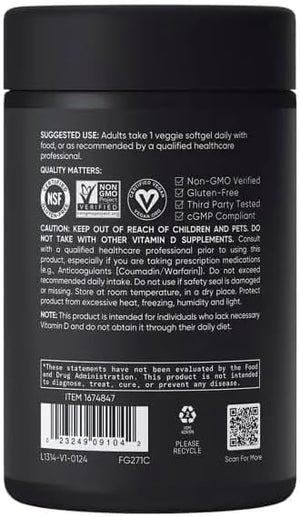 Sports Vitamin D3 K2 with 5000iu of Plant-Based D3 & 100mcg of Vitamin K2 as MK-7, Non-GMO Verified & Vegan Certified - 160 Liquid Softgels - Pack1 Generic buy supplements Au