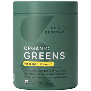 Sports Research® Organic Pineapple Coconut Greens - Digestive Health, Natural Energy & Mood Support* - Certified Organic Powder - 20 Servings Sports Research buy supplements Au