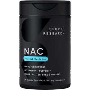 Sports Research Vegan NAC Supplement (N-Acetyl Cysteine) 600 mg - Supports Antioxidant Activity - NAC 600 mg - Non-GMO - 90 Capsules for Adults Daily Use Sports Research buy supplements Au