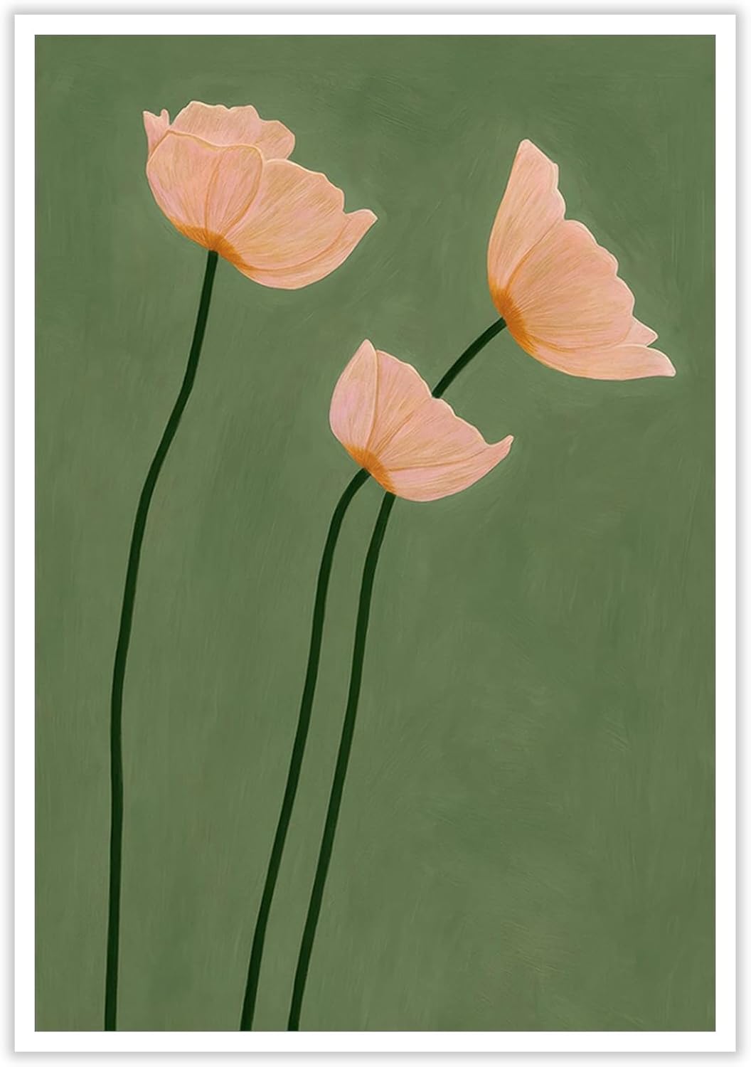 Olive Green Botanical Wall Art Vintage Peony Blush Trio Poster Prints Minimalist