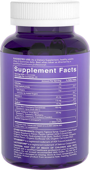 Sports Research Elderberry Gummies Concentrate with Vitamin C, Zinc & Probiotics for Immune Support & Gut Health | USDA Organic, Vegan Certified & Non-GMO Verified (120 Gummies) Sports Research buy supplements Au