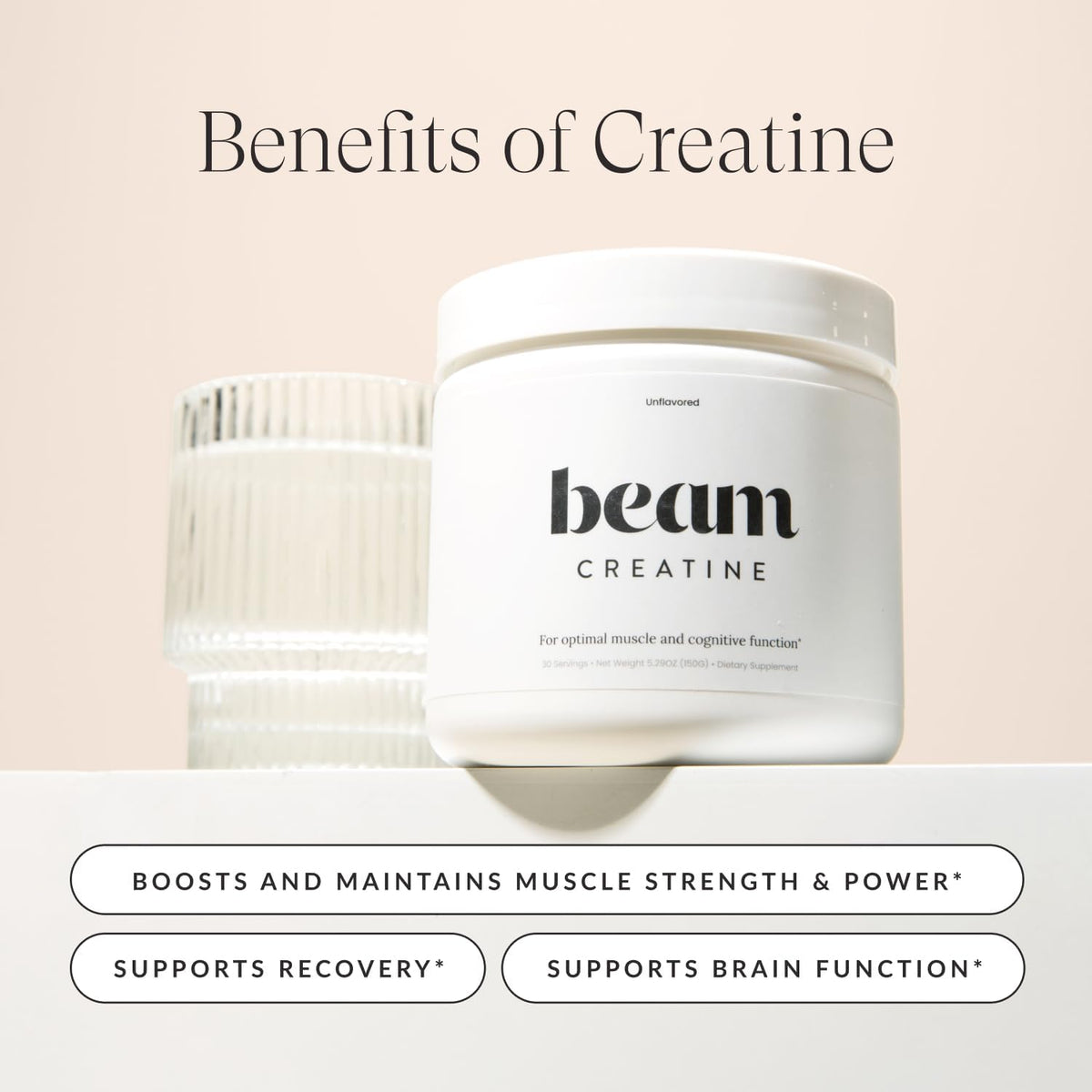 BEAM Glow & Creatine Bundle, Hormone Balance, Energy & Muscle Support for Women, Hair, Skin, Nails, Hydration, Vegan, No Sugar, Third Party Tested