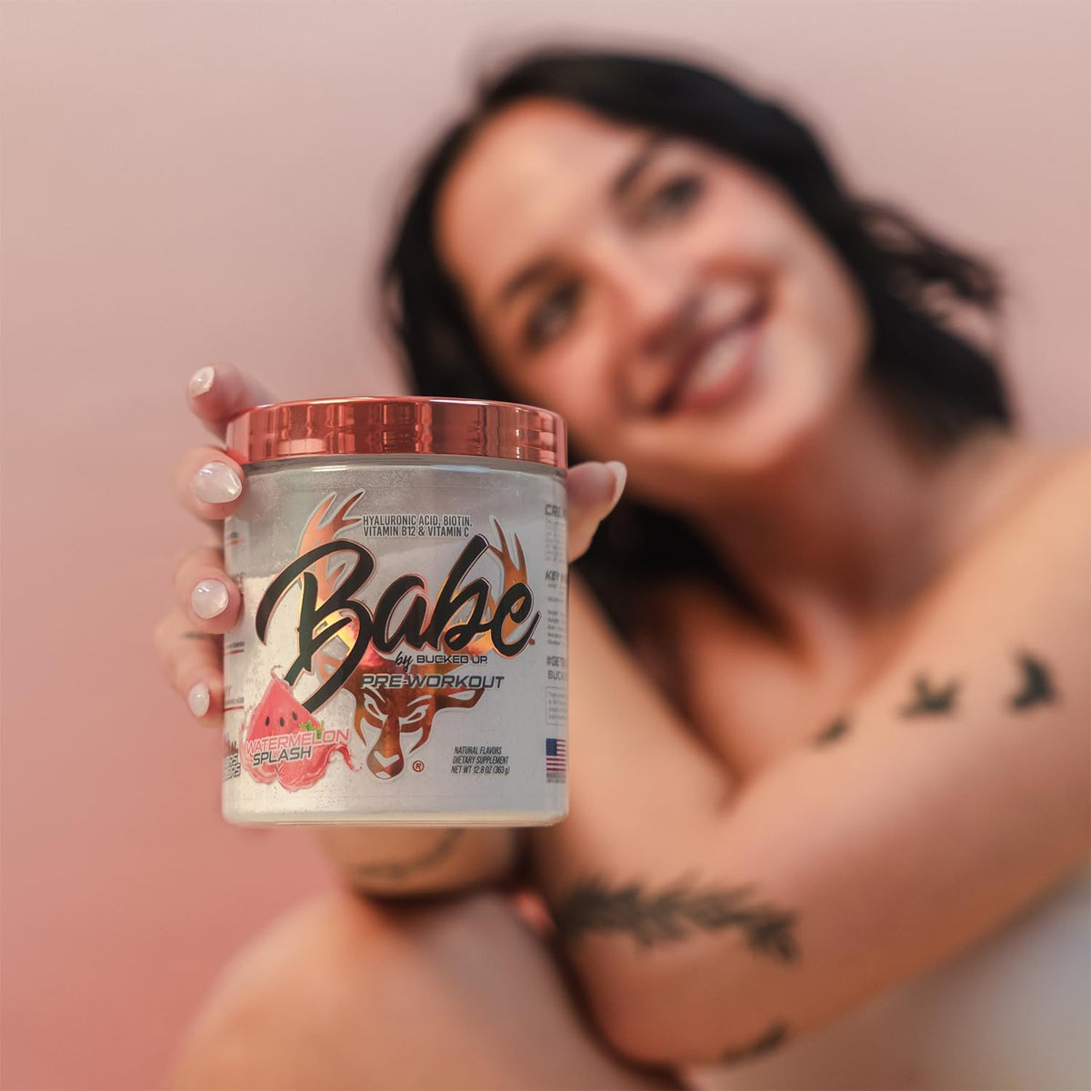 Babe Pre Workout powder for Women | Watermelon Splash | 6g Citrulline, 2g Beta-Alanine, 100mg Hyaluronic Acid, 5mg Biotin and 5 other registered trademarked ingredients | 30 servings | 12.8 OZ
