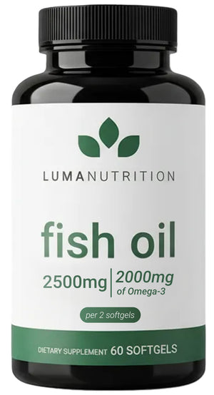 Suplement Luma Nutrition Omega 3 Fish Oil Supplement - Extra Strength 2500mg Per Serving - 2000mg EPA & DHA Per Serving - VelvetGlow USA