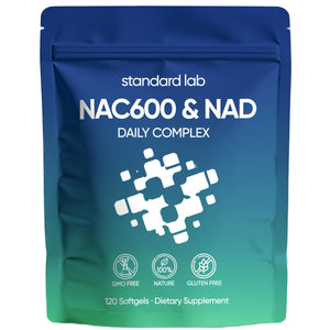 Suplement AMOQUCT Standard Lab NAC 600mg & NAD+ Daily Complex Capsules, NAC Supplement with NAD for Antioxidant, Cellular Energy and Immune Support, Daily Wellness Formula - VelvetGlow USA
