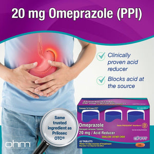 Ohm Omeprazole Delayed-Release Tablets, 20mg Acid Reducer, Treats Frequent Heartburn (12 Weeks of Supply, 84, Count) Ohm buy supplements Au