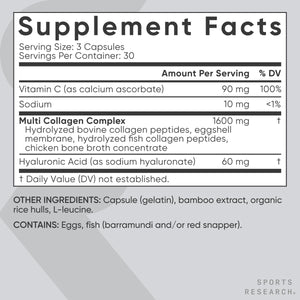 Sports Research® Multi Collagen Pills for Women & Men - Collagen Peptides (Type I, II, III, V, X) Enhanced with Hyaluronic Acid & Vitamin C - Gluten Free · Non-GMO - 90 Capsules Sports Research buy supplements Au