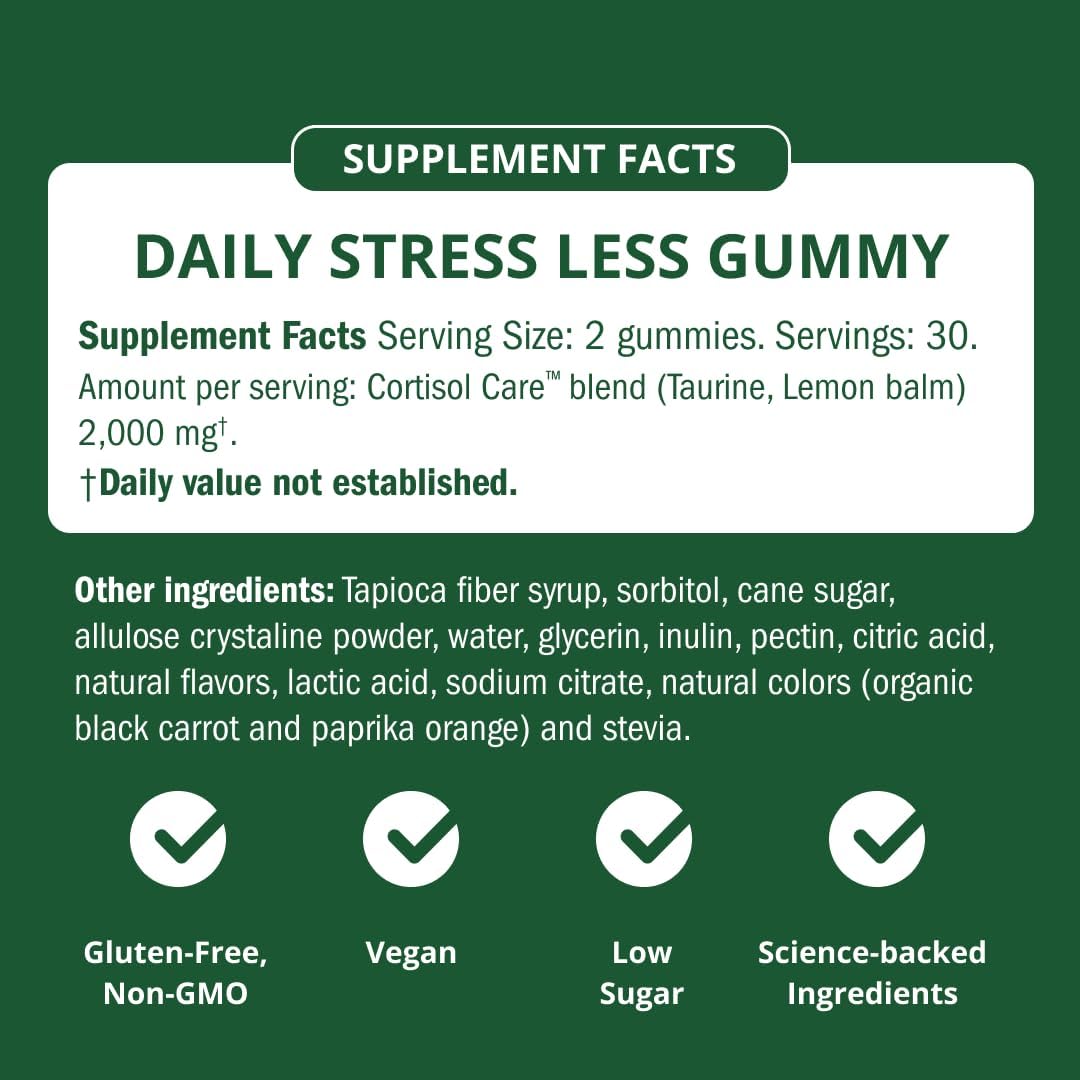 Semaine Stress Less Gummies - Calm Gummies for Adults, Stress Relief Supplement for Women, Cortisol Supplements for Women with Taurine & Lemon Balm, Cortisol Care Blend, 60 Count