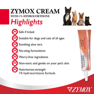 Zymox Veterinarian Strength Topical Cream with 1% Hydrocortisone for Dogs and Cats, 1oz Zymox buy supplements Au