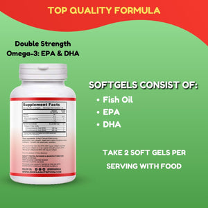 Suplement SHIFAA NUTRITION Halal Fish Oil Softgels 120 Ct, Double Strength - Halal Omega 3 Fish Oil Supplements. Wild Caught, Non-GMO & Purified - VelvetGlow USA