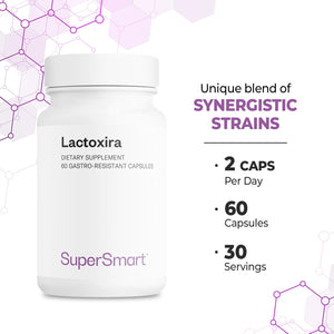 Supersmart - Lactoxira (High Potency) - 8-in-1 Probiotic Complex Supplement - Advanced Formula for Women & Men - with Lactobacillus Casei, Brevis | Non-GMO & Gluten Free - 60 DR Capsules Supersmart buy supplements Au