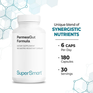 Supersmart PermeaGut Formula (High Potency) - with L-Glutamine, ButiShield Calcium Butyrate, Zinc-L-Carnosine - Gut Barrier Support | Vegan & Gluten Free - 180 Gastro-Resistant Capsules Supersmart buy supplements Au