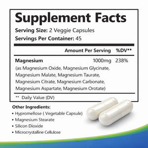 Top Nurex Magnesium Complex 1000 mg, 8-Source Magnesium Blend with Glycinate, Citrate, Malate & Taurate, Vegan Formula, Non-GMO, 90 Capsules Top Nurex buy supplements Au