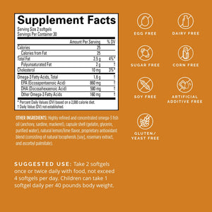 Suplement BRAINMD Dr Amen Omega-3 Power - 60 Capsules - Joint & Immune Support Supplement - Contains DHA & EPA - Gluten Free - 30 Servings - VelvetGlow USA