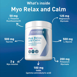 MYOXCIENCE Myo Relax & Calm | Myo-Inositol, L-Theanine, Taurine, Magnesium & GABA | Supports Sleep, Neurotransmitter & Hormone Support (Berry Flavor) (60 Servings) MYOXCIENCE buy supplements Au