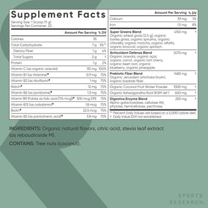 Sports Research® Organic Pineapple Coconut Greens - Digestive Health, Natural Energy & Mood Support* - Certified Organic Powder - 20 Servings Sports Research buy supplements Au