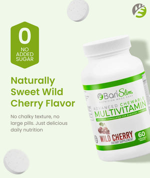 BariSlim Advanced Chewable Bariatric Multivitamin Tablets - Bariatric Vitamin and Supplement for Post Bariatric Surgery Including Gastric Bypass and Gastric Sleeve | Wild Cherry (60 Count) BariSlim buy supplements Au