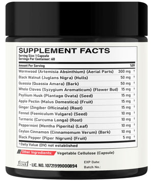 DEDICAD 12in1 Wormwood Capsules Black Walnut Cloves, Ginger, Turmeric Curcumin & Black Pepper - Immune System - 60 Capsules DEDICADÂ buy supplements Au
