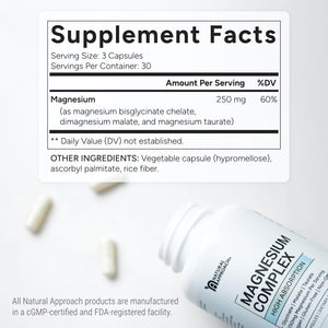 High Absorption Magnesium Complex with Glycinate, Malate & Taurate - Premium Magnesium Supplement for Sleep, Relaxation, Leg Cramps & Stress Relief - 100% Chelated & Easy On The Gut - 90 Capsules Natural Approach buy supplements Au
