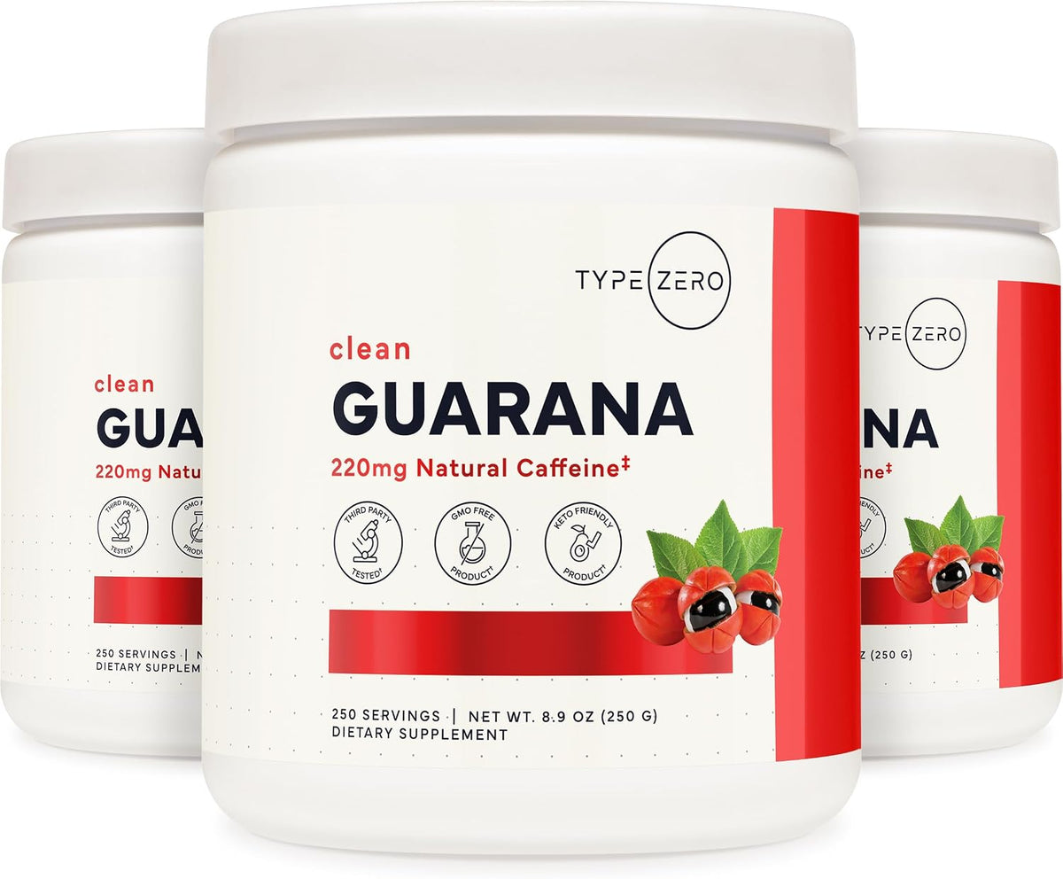Type Zero Clean Guarana Powder Drink Mix (Unflavored) 250 Servings | 220mg Caffeine Per Serving, Natural Caffeine, Gluten-Free, GMO-Free
