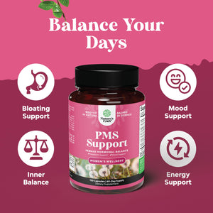 PMS Support Supplement for Women – Hormone Balance for Women & Menstrual Discomfort with DIM, Chasteberry, Black Cohosh & Ashwagandha - for Period Cramps Ease, Menopause Bloating, Mood Swing – 120 Ct Natures CraftBuy Supplements Australia