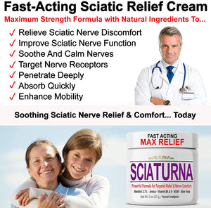 Sciatica Nerve Cream - Maximum Strength Comfort Cream for Feet, Hands, Legs, Toes, Back - Natural Ultra Strength Arnica, MSM, Menthol, Soothing Comfort, 2 Oz NuturnaBuy Supplements Australia