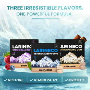 Suplement Larineco Remineralizing Gum with Nano Hydroxyapatite & Xylitol – Sugar-Free Xylitol Gum – Plastic-Free, Dye-Free, Aspartame-Free – Natural Base – 18 Pieces (18 Count (Pack of 3) - VelvetGlow USA
