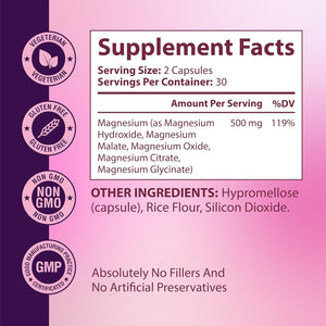 Magnesium Complex for Women – Spectrum 5-Form Magnesium Complex (500 mg), High Absorption Glycinate, Citrate, Oxide & Malate – Vegan, Non-GMO Supports Sleep, Energy, Hormone & Bone – 60 Capsules GlowTrue buy supplements Au