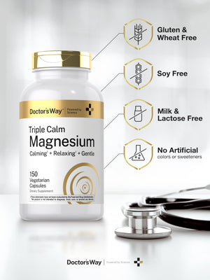 Doctor's Way Triple Magnesium Complex | 150 Capsules | Citrate, Glycinate, & Malate Supplement | Vegetarian, Non-GMO, Gluten Free Formula Doctor's Way buy supplements Au