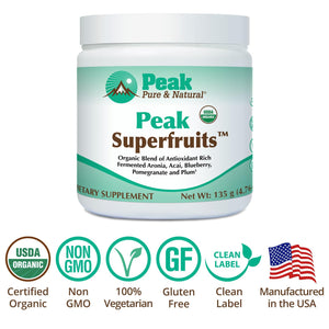 Peak Organic Superfruits - Polyphenol Rich Superfood Powder - Non-GMO Fermented Aronia Berry, Acai, Blueberry, Pomegranate, and Plum - Aging, Metabolic Health, Heart Health (30 Servings) Peak Pure & Natural buy supplements Au