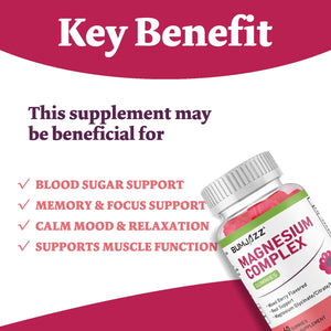 Magnesium Complex Gummies 800mg - 60 Counts Magnesium Glycinate&Citrate&Malate Gummy for Rest Muscle Function Bumjazz buy supplements Au