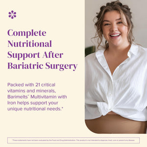 BariMelts Bariatric Multivitamin with Iron, 60 Fast-Dissolving Tablets (1-Month Supply), Sugar-Free Bariatric Vitamins for Women, Natural Fruit Flavor BariMelts buy supplements Au