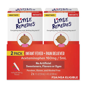 Little Remedies Infant Fever & Pain Reliever with Acetaminophen, Baby Medicine with No Artificial Sweeteners, Flavors or Dyes, Natural Berry Flavor, 2 Fl Oz, Pack of 2 Little RemediesBuy Supplements Australia