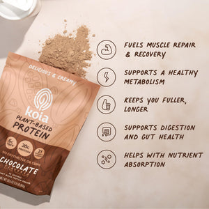 Koia Plant Based Protein Powder, Chocolate, 20g Protein, 3g Sugar, 6g Prebiotic Fiber, Pre & Post Workout, 21 Vitamins & Minerals, No Seed Oils, Dairy-Free, Gluten-Free, Non-GMO, 20 Servings, 30.3 Oz Koia buy supplements Au