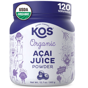 KOS Organic Acai Juice Powder - USDA Certified Organic, Plant Based Superfood Antioxidants, Superberry from Brazil, Great for Smoothies and Bowls, 0g Sugar, Vegan, Gluten-Free, Non-GMO - 120 Servings KOS buy supplements Au