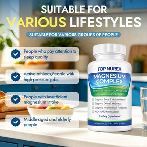 Top Nurex Magnesium Complex 1000 mg, 8-Source Magnesium Blend with Glycinate, Citrate, Malate & Taurate, Vegan Formula, Non-GMO, 90 Capsules Top Nurex buy supplements Au