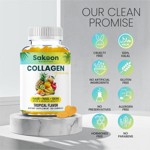 Sakoon nutrition Halal Collagen Gummies for Women and Men - Anti Aging, Hair Growth, Skin Care & Strong Nails Protein Collagen Supplements - Non-GMO, Gluten Free - Made in USA Sakoon nutrition buy supplements Au