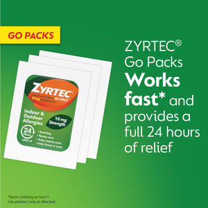 Zyrtec 24 Hour Allergy Relief Tablets, Antihistamine Indoor & Outdoor Anti Allergy Medicine + Cetirizine HCl, Relief from Runny Nose, Sneezing, & Itchy Eyes, Single Packs, 14 x 1 ct Packets Zyrtec buy supplements Au