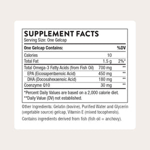 Suplement THORNE - Omega-3 with CoQ10 - Fish Oil Supplement with EPA & DHA from Sustainably Sourced Fish - Supports Brain, Skin, Joint & Heart Health* - Third-Party Certified - VelvetGlow USA