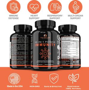 THE ENCLARE NUTRITION 10 in 1 Immune Support Booster Supplement with Echinacea, Vitamin C and Zinc, Turmeric, Ginger, B6, Elderberry for Adults Immunity Defense Vitamins, Made in USA Veg Cap 60 Ct (1) THE ENCLARE NUTRITION buy supplements Au