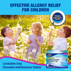 Ohm Children's Allergy Medicine, Loratadine 5mg, Chewable Tablets (30 Count) Grape Flavor, Non-Drowsy Antihistamine, 24-Hour Allergy Relief for Runny Nose, Watery Eyes, Itchy Throat & Nose Ohm buy supplements Au