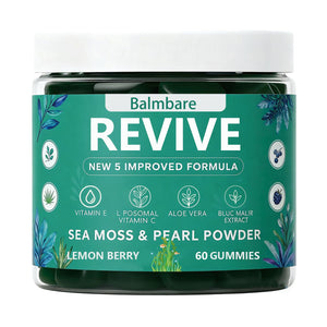 Balmbare Revive Gummies for Hair Loss, with Organic Irish Sea Moss Pearl Powder, Vitamins C & E, Aloe Vera - Supports Healthy Hair, Skin & Nails Growth (1pcs) ReviveNerveBuy Supplements Australia