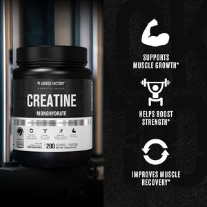 Suplement Jacked Factory Creatine Monohydrate Powder 1000g - 5g Daily Creatine Supplement for Men and Women, Vegan-Friendly, VelvetGlow USA