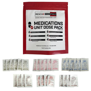 Rescue Essentials Medications Dose Pack–First Aid Refill Kit with Ibuprofen, Acetaminophen, Aspirin, Antihistamine, Anti-Diarrheal & Antacid– Compact Emergency Travel & IFAK Supply-1 Module (30 Doses) Rescue Essentials buy supplements Au