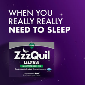 ZzzQuil ULTRA, Sleep Aid, Doxylamine Succinate 25mg, Sleep Aids for Adults, Nighttime Sleep Aid, 48 Tablets ZzzQuil buy supplements Au