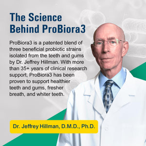Suplement ProBiora Professional Strength Oral Probiotics for Teeth and Gums | Dental Probiotic for Oral Health | Bad Breath Treatment for Adults | Tooth Whitening | ProBiora3 Probiotic Blend | 90 Mint Tablets - VelvetGlow USA
