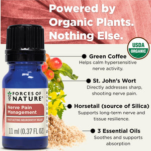 Forces of Nature Nerve Pain Management, Organic Topical Relief for Neuropathy & Nerve Discomfort, Homeopathic Medicine Supports Relief from Shooting Pains for Back, Hands, Legs and Feet, .37 fl oz Forces of NatureBuy Supplements Australia
