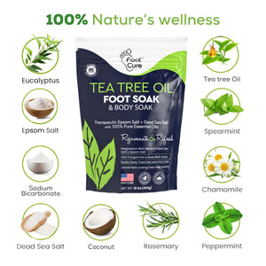 FOOT CURE Tea Tree Oil Foot Soak with Epsom Salt - Best Toenail Fungus Treatment, Athletes Foot & Softens Calluses - Soothes Sore & Tired Feet, Fungal Toe, Foot Odor Scent, Spa Pedicure (Pack of 2) FOOT CURE buy supplements Au